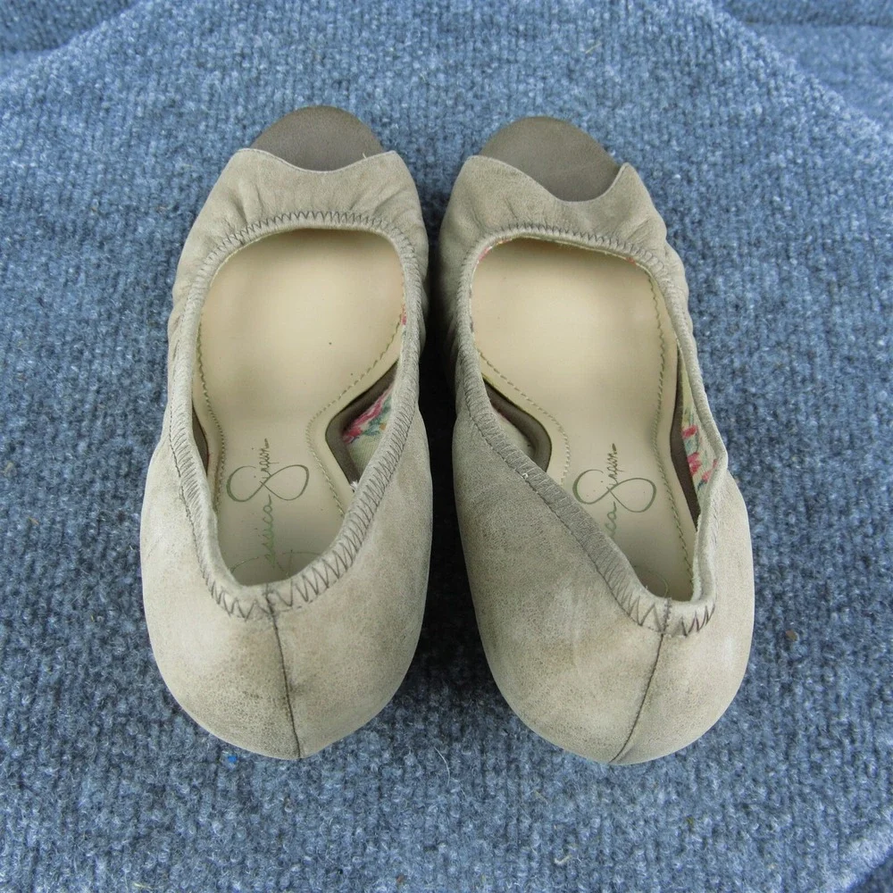 Jessica Simpson Noah‎ Women Peep Toe Heel Shoes Brown Leather Size 6.5 Medium